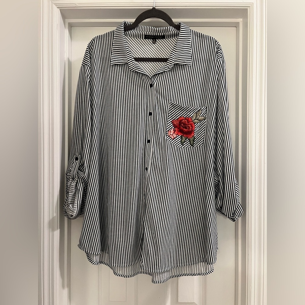 Black and White Casual Button Down Shirt
